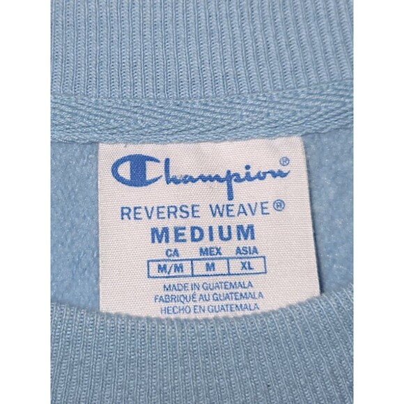 Champion Sweater Mens Large Reverse Weave Light Blue Logo Crew Neck Long Sleeve - Picture 2 of 5